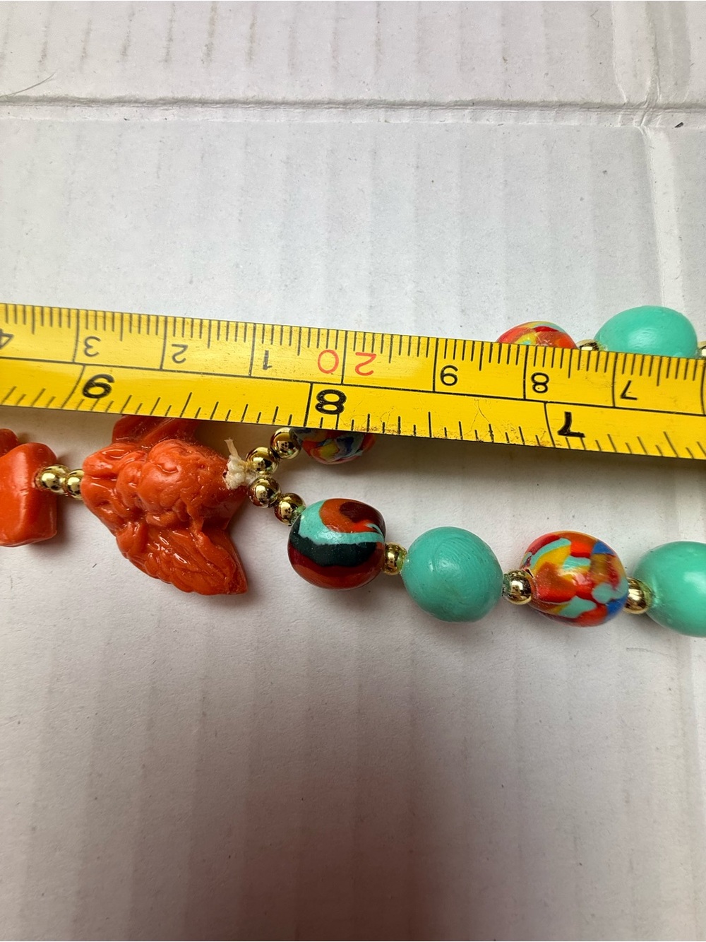 Handmade Catholic Rosary Necklace Orange Green Clay Beaded What Would Jesus Do - Picture 7 of 8